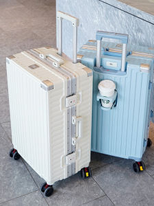 MANLVSHI | Password-Protected Leather Suitcase 20 inch