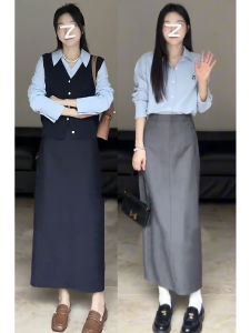 High Waist Straight Leg Suit Skirt for Women Autumn Slimming High Length Hip Covering Business Commute Long Skirt
