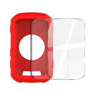 2-in-1 Kit: Silicone Case & 2 Tempered Glass for Garmin Edge 550/850 GPS Bike Computer Protective Cover + Dual Screen Guards