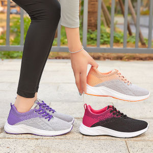 New Women Korean Fashion Comfort Laces Running Sneakers Lightweight Breathable Leisure Black Rubber Shoes For Women On Sale