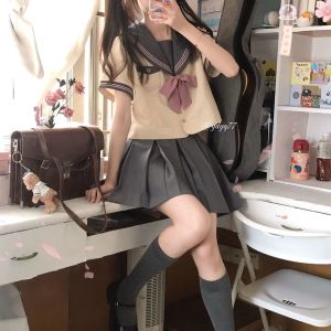Plus Size School Uniform Dress with Bowtie and Sailor Collar