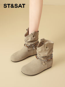 ST&SAT | Retro Thick-soled Elevated Womens Boots Velvet Short Boots