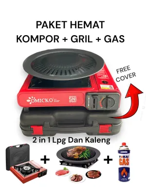 PAKET KOMPOR PORTABLE OMICKO + GRILL + GAS PORTABLE / KOMPOR CAMPING