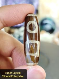 Natural Tibetan Heaven and Earth DZI Agate Crystal Drum Beads SD06 #DZI #Natural Crystal