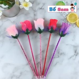 Bút bi hoa hồng dễ thương hình bông hoa bút viết văn phòng phẩm Shop Bố Sam