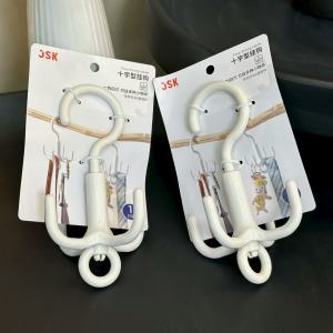 ตู้เสื้อผ้าแบบหมุนได้พร้อมตะขอสำหรับใส่หมวก สร้อยคอดอกไม้ เสื้อผ้า อุปกรณ์จัดระเบียบในครัวเรือน