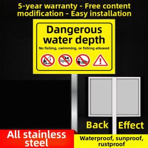 RUIKELAIXIANG | Stainless Steel Warning Sign No Swimming Fishpond Caution
