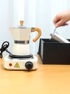7Pcs Coffee Maker Machine Set Moka Pot Coffee Maker Hand Brew Espresso Coffee With Grinder Electric Stove for Gift