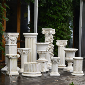 European Style Flower Pot Roman Column Decorative Base Vintage Garden Courtyard Balcony Decoration Home Accessories Ornaments
