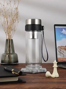 Botol Double Glass Bottle Tea Purifier Infused Water 300ml Botol Kaca Infuser FHLC