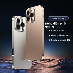 Nhôm Khung Kim Loại Ốp Lưng Điện Thoại iPhone 16/15 Pro Max Họa Tiết CD Chống Sốc Mờ Mặt Sau Chống Trầy Xước Chống Bụi Nửa Bọc
