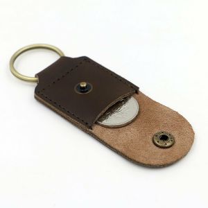 No Name Original Two-Layer Crazy Horse Leather Keychain Minimalist Mini Coin Purse Men and Women Coin Packaging Force Handy Gadget