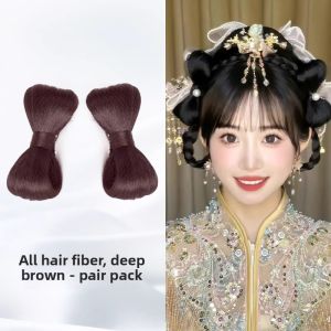 Bridal Butterfly Knot Hair Clip Headwear Fake Hair Ball Lazy Persons Tool New Chinese Style Hair Accessories Hair Card