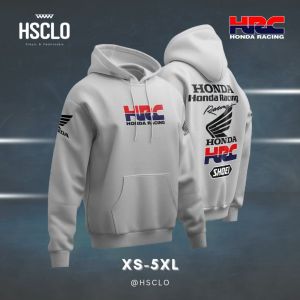 Hoodie Sweater Jumper HSCLO HONDA HRC WHITE HOODIE Bahan Fleece Jaket Lengan Panjang Ukuran Jumbo Big Size XS S M L XL XXL 3XL 4XL 5XL