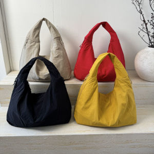 Ultra-Light Orig Canvas Bag Japanese Sle Womens Tote Bag Large Capaci Folded Pure Color Student oulder Handbag