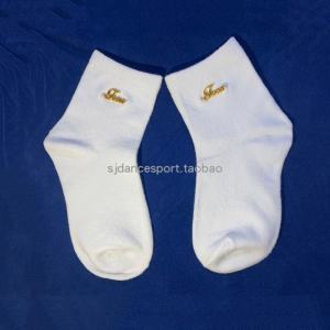Breathable Practice Socks White Latin Dance Competition Childrens FocusDance Hong Kong Short Socks for Ballet And Fitness
