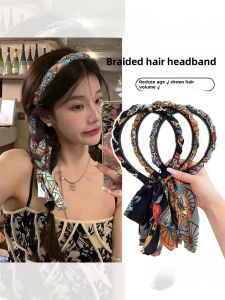 Retro Braided Hairband Womens New 2025 High Top Knot Hair Accessory Elegant Sash Hairband Headwear Stylish Hair Clip