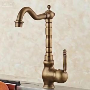 Vòi Chậu Rửa Bằng Đồng Cổ Điển Tay Cầm Đơn Bình Nước Nóng Lạnh Có Lõi Van Bằng Gốm Phong Cách Cổ Điển FA9100