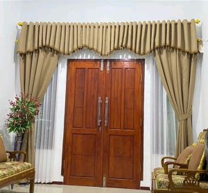 Satu Set Gorden Jendela Dan Pintu Poni Pisah Pakai Renda Kristal Tinggi 230 250 cm