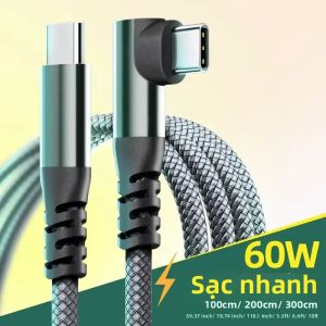 Cáp USB C Sang Type C 1 Cái Bọc Dù Nylon Dài 1M/2M/3M/10FT Truyền Dữ Liệu Sạc Nhanh 60W PD Cho iPhone 15 15 Plus 15 Pro Max