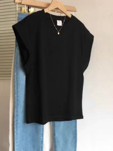 PAIBOLI | Summer New Style Womens Black Sleeveless Vest Fashionable Unique Small Shirt Top Large Size Korean Version Commute Style