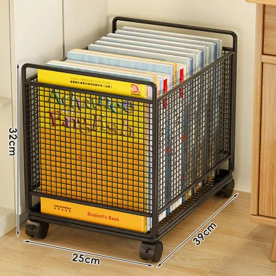 Movable High Capacity Book Storage Rack with Wheels