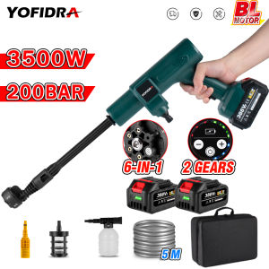 3500W 200Bar 6 IN 1 Brushless Electric Car Washer Machine Portable Cordless Rechargeable Car Garden Power Tool For Makita 18VBattery