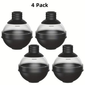 1/4Pack Silicone Ice Ball Maker 2.4Inch Whiskey Large Sphere Ice Mold with 2in1 Funnel Lid Cocktails Ice Cube Tool Kitchen Acces