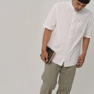 M Gee Baju Koko Lengan Pendek Kemeja Pria Mgee Alfero C093 White