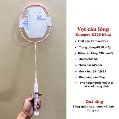 Vợt cầu lông Kumpoo K520pro chính hãng căng sẵn 11kg tặng kèm bao đựng và quấn cán