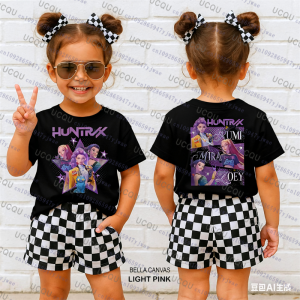 Kpop Demon Hunters Parent Child Short Sleeve Cute Kpop Demon Hunters Tee Harajuku Casual Fashion Cotton Tee Top Cosplay Clothing