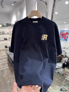 Retro American Cotton Short Sleeve T-Shirt Mens Summer Trendy Loose Versatile Couple Half Sleeve Top Pure Cotton Letter Print round Neck