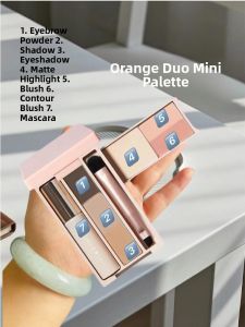 Judydoll Orange Powder Mini Compact Ey Shadow Blush Highlight Multifunctional Makeup Palette Travel Size Natural Beauty Tools
