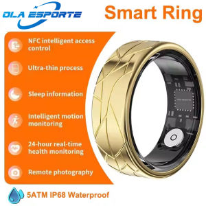 For  Pattern Smart Ring for Men Women Health Sleep Monitor Heart Rate Waterproof Multi-Sport  Couple SmartRing Gold