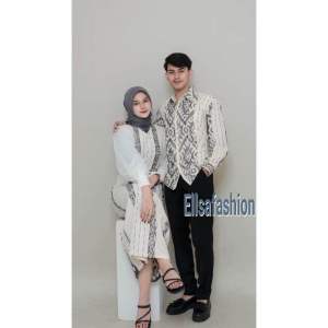 ellsa fashion~batik premium kemeja tenun pria slimfit dan dress new padma offwhitedress wanita couple terbarubaju kondanganbaju couple pasangan terbaru