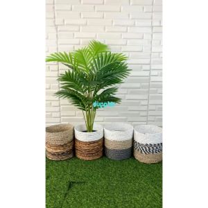 Pohon Artificial Tanaman Hias Palem Kelapa Hijau X18 Semilatex Cover Anyaman Seagrass Variasi Warna Dekorasi Rumah