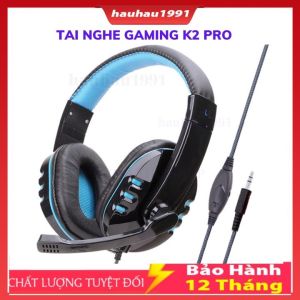 Tai nghe Gaming chụp tai có dây chơi game K2 PRO có Mic Jack 3.5mm cho Điện Thoại Máy tính/ PC/ Laptop