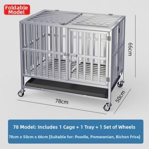 MEISITEKEKE | Foldable 304 Stainless Steel Pet Cage with Toilet