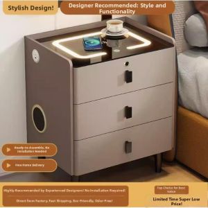Smart Nightstand with LED Light and Fingerprint Sensor