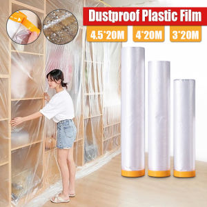 พลาสติกป้องกันฝุ่นเฟอร์นิเจอร์ พลาสติก พลาสติกปิดพ่นสี ชนิดมีเทปกาวในตัว พลาสติกป้องกันฝุ่นเฟอร์นิเจอร์กันน้ำผ้าคลุมเตียงป้องกันฝุ่นละออง