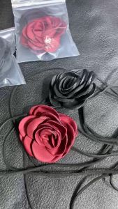 Vòng cổ nữ choker Hoa Hồng Đen Đỏ bằng vải có dây dài đeo cổ cá tính thời trang Hàn Quốc