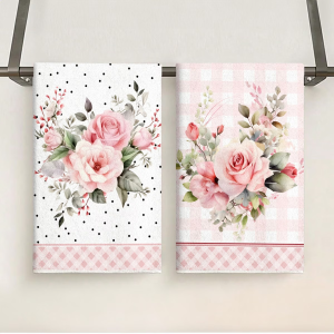 2-Pack of Ultra-Soft Kitchen Towels - Quick-Drying Absorbent and Durable Hand Towels Perfect for Holiday Celebrations Ideal for Floral-Themed Parties Machine Washable - Perfect for Restaurant Decor