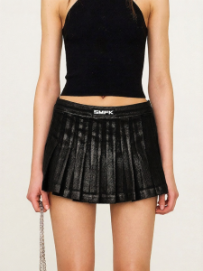 SMFK | Design Wax Lightning Mid-waist Slimming A-line Short Jean Skirt