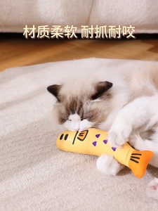 [SG Stock]Pet Chew Toy Pawfun Fish Pillow Catnip Muppets Dolls Fabric Fish Shap Solid Bite Resistant Toy