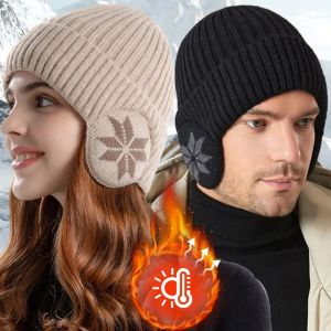 Winter Warm Plush Knitted Beanies Cold-proof Ear Protection Hat for Man Women Outdoor Cycling Walking Fashion Cap