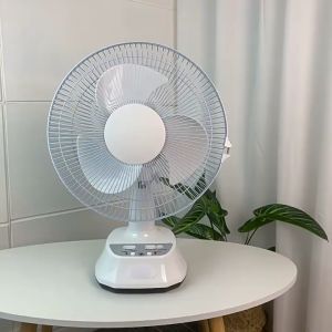 Solar electric fan 12/16 inch rechargeable 2 LED lights 220V AC desktop electric fan outdoor fan solar light