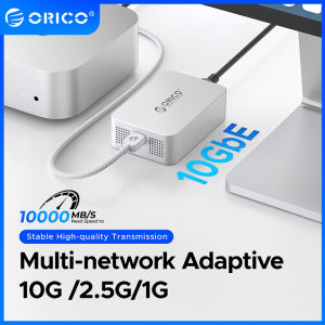 USB4 ORICO พอร์ตเดียว10G อะแดปเตอร์อีเทอร์เน็ตใช้ได้กับ Thunderbolt 3/4 RJ45อีเทอร์เน็ต10GBASE-T