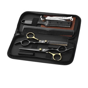 Kemei Barber Scissors Set Professional Hair Cutting Thining Scissors Salon Hairdressing Razor Comb Kit