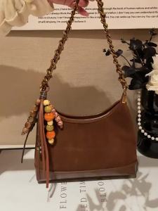 MY&FSNH | Retro Matte Tanned Leather Underarm Bag Adjustable Strap