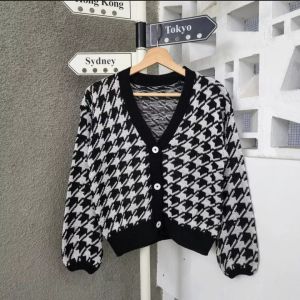 MALIKIN CARDIGAN HOUNSTOOTH RAJUT / CARDIGAN WANITA RAJUT / KARDIGAN JENNIE KNIT